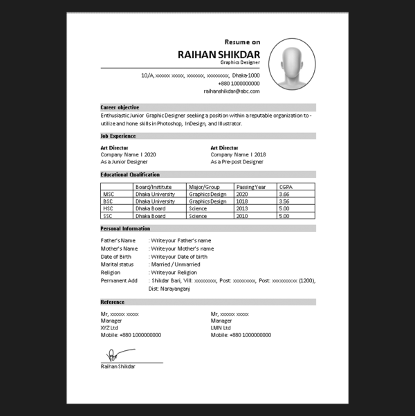 One Page Resume (01)